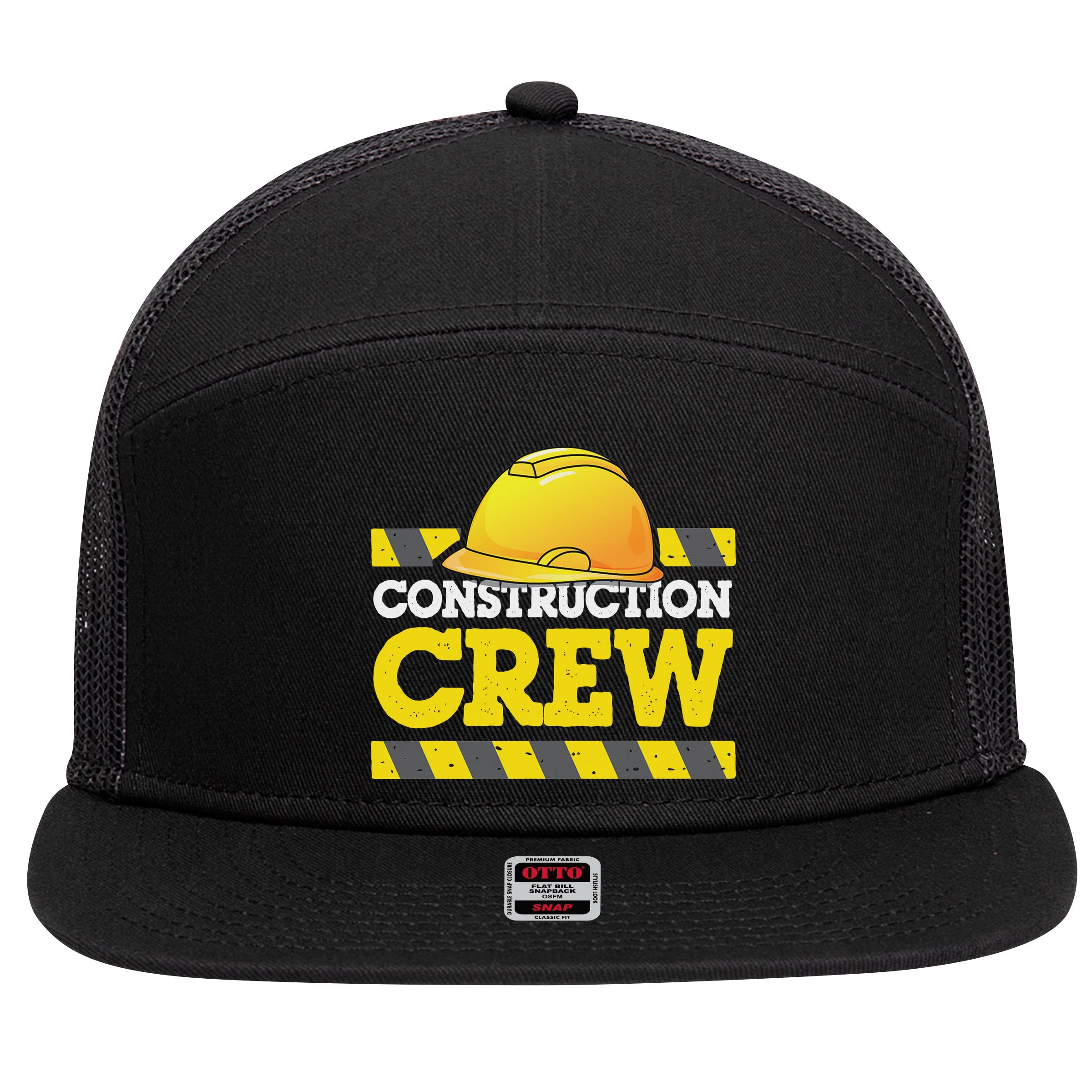 Boy Construction Crew Birthday Party Supplies Group Matching 7 Panel Mesh Trucker Snapback Hat