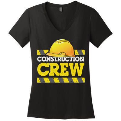 Boy Construction Crew Birthday Party Supplies Group Matching Women's V-Neck T-Shirt
