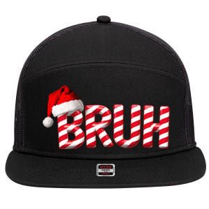 Bruh Christmas Candy Cane For Teen Funny Xmas Bruh 7 Panel Mesh Trucker Snapback Hat