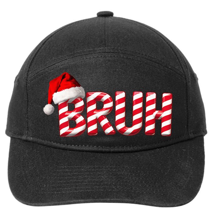 Bruh Christmas Candy Cane For Teen Funny Xmas Bruh 7-Panel Snapback Hat