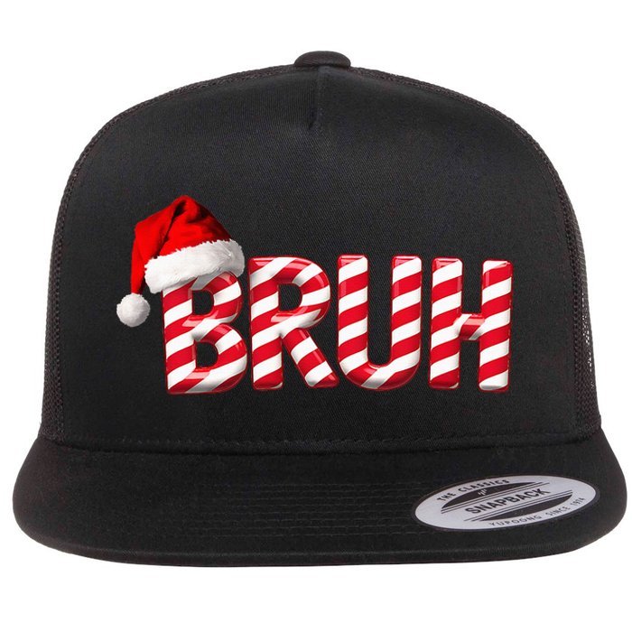 Bruh Christmas Candy Cane For Teen Funny Xmas Bruh Flat Bill Trucker Hat