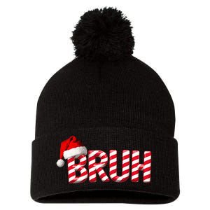 Bruh Christmas Candy Cane For Teen Funny Xmas Bruh Pom Pom 12in Knit Beanie