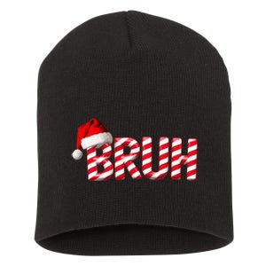 Bruh Christmas Candy Cane For Teen Funny Xmas Bruh Short Acrylic Beanie