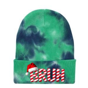 Bruh Christmas Candy Cane For Teen Funny Xmas Bruh Tie Dye 12in Knit Beanie