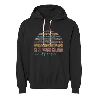 Beach Coastal City Vacation Souvenir St Simons Island Garment-Dyed Fleece Hoodie