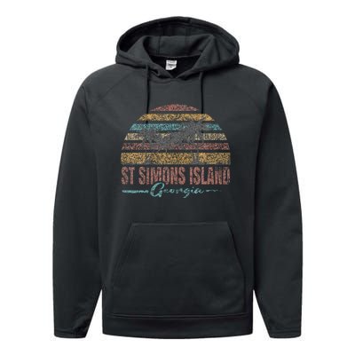 Beach Coastal City Vacation Souvenir St Simons Island Performance Fleece Hoodie