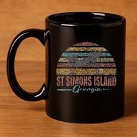 Beach Coastal City Vacation Souvenir St Simons Island 11oz C Handle Ceramic Mug