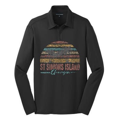 Beach Coastal City Vacation Souvenir St Simons Island Silk Touch Performance Long Sleeve Polo