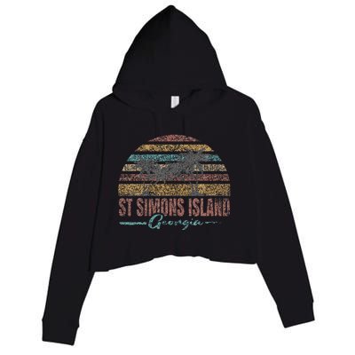 Beach Coastal City Vacation Souvenir St Simons Island Crop Fleece Hoodie