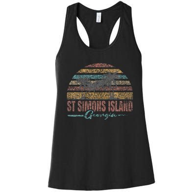 Beach Coastal City Vacation Souvenir St Simons Island Women's Racerback Tank