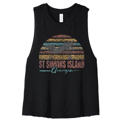 Beach Coastal City Vacation Souvenir St Simons Island Women's Racerback Cropped Tank