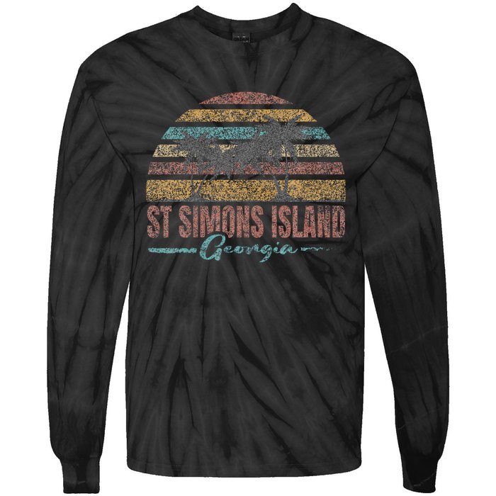 Beach Coastal City Vacation Souvenir St Simons Island Tie-Dye Long Sleeve Shirt