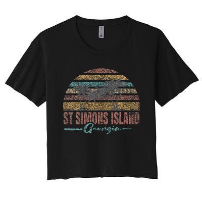 Beach Coastal City Vacation Souvenir St Simons Island Women's Crop Top Tee