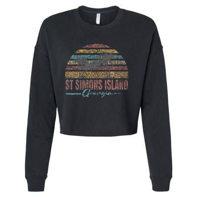 Beach Coastal City Vacation Souvenir St Simons Island Cropped Pullover Crew