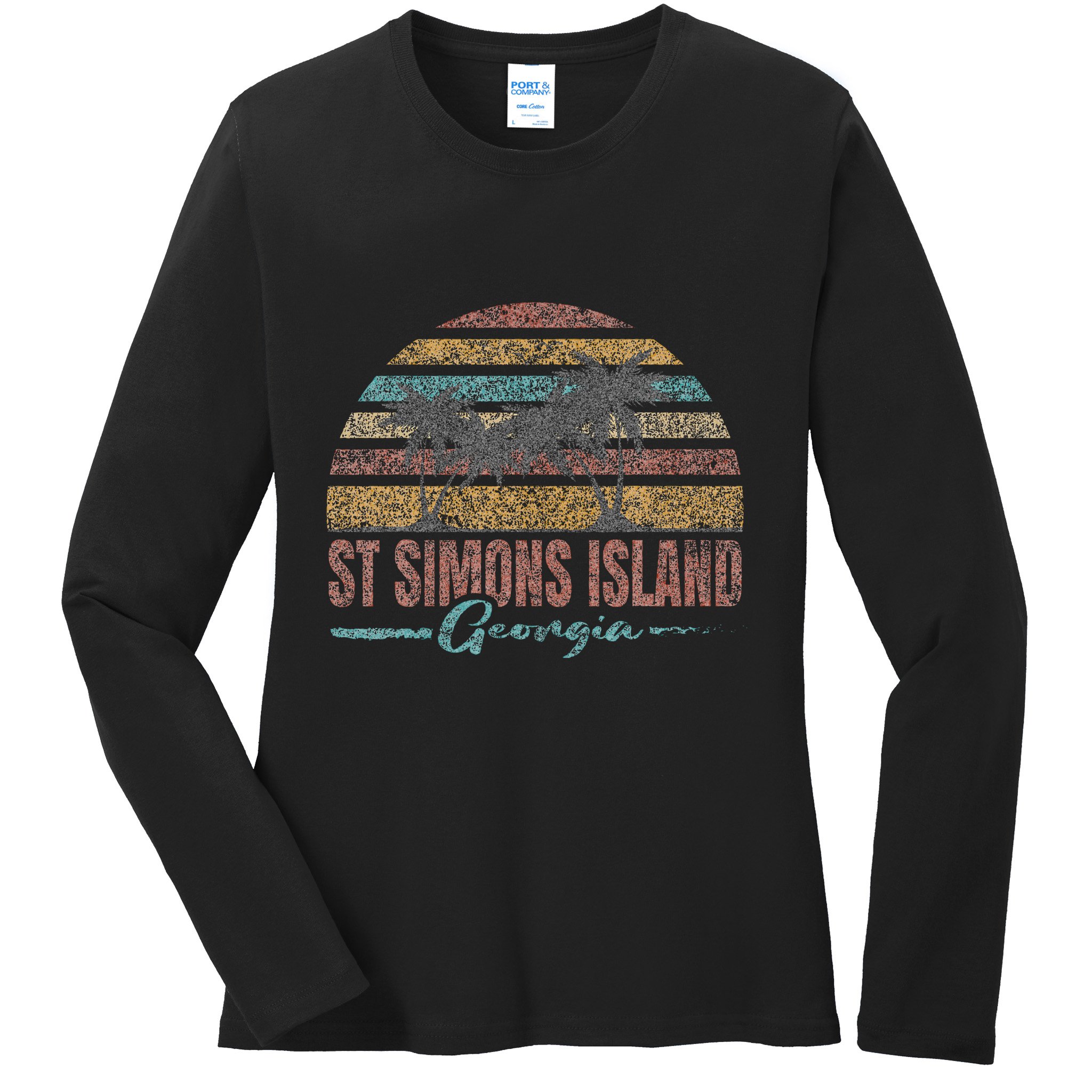 Beach Coastal City Vacation Souvenir St Simons Island Ladies Long Sleeve Shirt