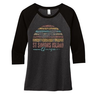 Beach Coastal City Vacation Souvenir St Simons Island Women's Tri-Blend 3/4-Sleeve Raglan Shirt