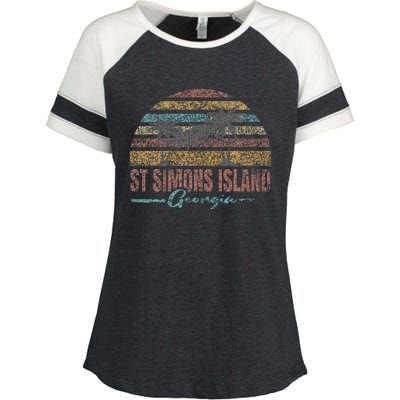 Beach Coastal City Vacation Souvenir St Simons Island Enza Ladies Jersey Colorblock Tee