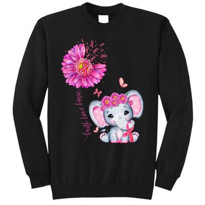 Breast Cancer Cute Elephant With Sunflower And Pink Ribbon Sweatshirt