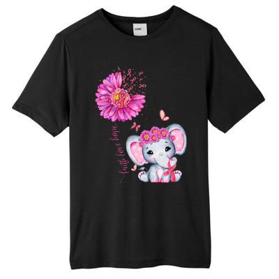 Breast Cancer Cute Elephant With Sunflower And Pink Ribbon Tall Fusion ChromaSoft Performance T-Shirt