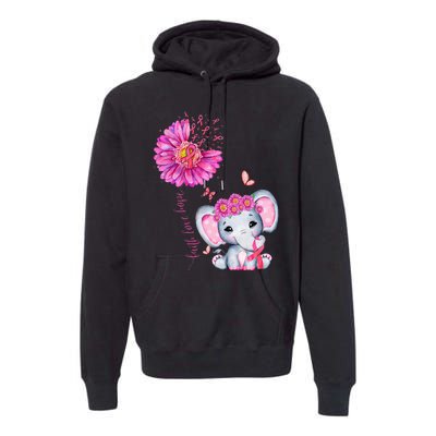 Breast Cancer Cute Elephant With Sunflower And Pink Ribbon Premium Hoodie