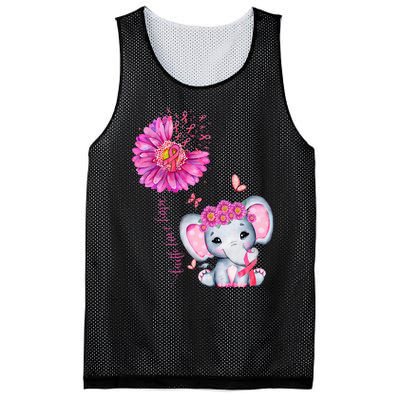 Breast Cancer Cute Elephant With Sunflower And Pink Ribbon Mesh Reversible Basketball Jersey Tank