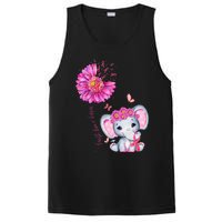 Breast Cancer Cute Elephant With Sunflower And Pink Ribbon PosiCharge Competitor Tank