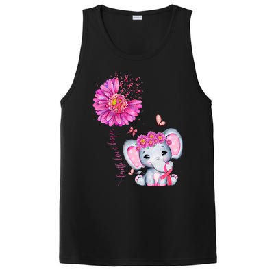 Breast Cancer Cute Elephant With Sunflower And Pink Ribbon PosiCharge Competitor Tank