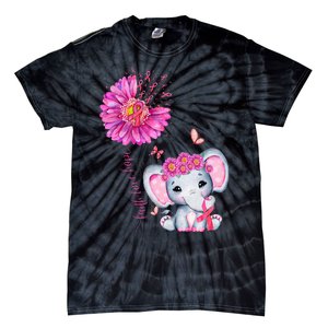 Breast Cancer Cute Elephant With Sunflower And Pink Ribbon Tie-Dye T-Shirt