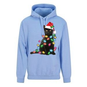 Black Cat Christmas Light Funny Cat Lover Christmas Unisex Surf Hoodie