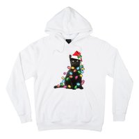 Black Cat Christmas Light Funny Cat Lover Christmas Hoodie