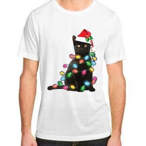 Black Cat Christmas Light Funny Cat Lover Christmas Adult ChromaSoft Performance T-Shirt