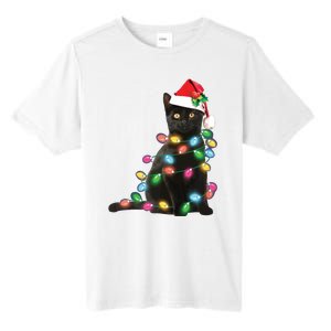 Black Cat Christmas Light Funny Cat Lover Christmas Tall Fusion ChromaSoft Performance T-Shirt