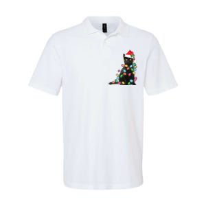 Black Cat Christmas Light Funny Cat Lover Christmas Softstyle Adult Sport Polo