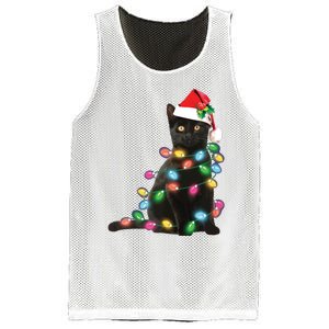 Black Cat Christmas Light Funny Cat Lover Christmas Mesh Reversible Basketball Jersey Tank