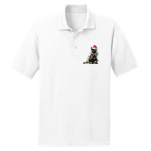 Black Cat Christmas Light Funny Cat Lover Christmas PosiCharge RacerMesh Polo