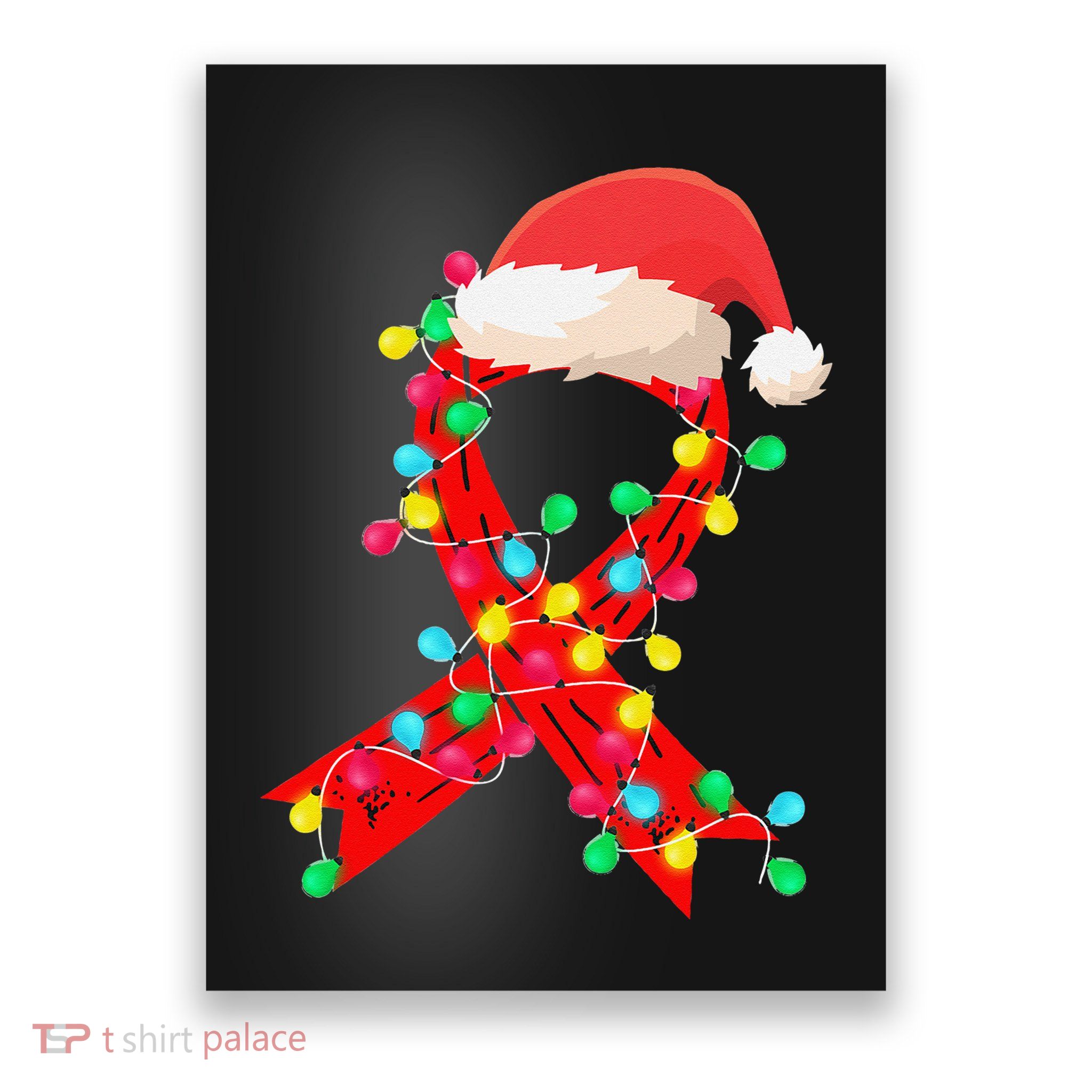 Blood Cancer Christmas Santa Hat Ribbon Xmas Tree Snow Poster