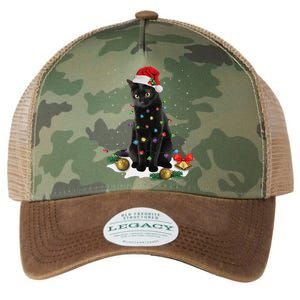 Black Cat Christmas Lights Santa Funny Cat Dad Mom Xmas Legacy Tie Dye Trucker Hat