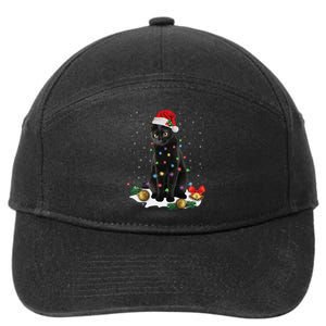 Black Cat Christmas Lights Santa Funny Cat Dad Mom Xmas 7-Panel Snapback Hat