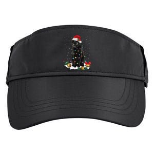 Black Cat Christmas Lights Santa Funny Cat Dad Mom Xmas Adult Drive Performance Visor