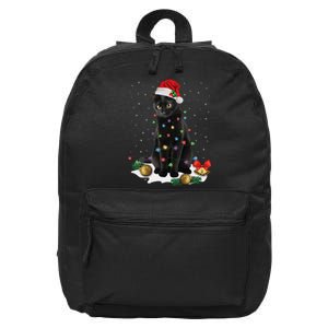 Black Cat Christmas Lights Santa Funny Cat Dad Mom Xmas 16 in Basic Backpack