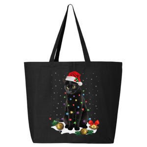 Black Cat Christmas Lights Santa Funny Cat Dad Mom Xmas 25L Jumbo Tote