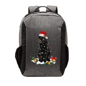 Black Cat Christmas Lights Santa Funny Cat Dad Mom Xmas Vector Backpack