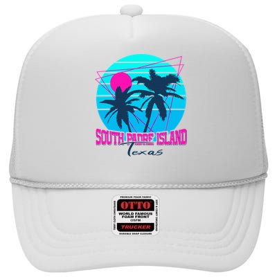 Beach Coastal City Vacation Souvenir South Padre Island High Crown Mesh Back Trucker Hat