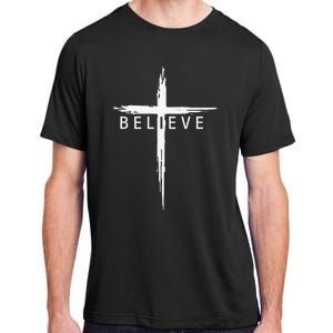 Believe Christian Cross Jesus Christ Christians Adult ChromaSoft Performance T-Shirt