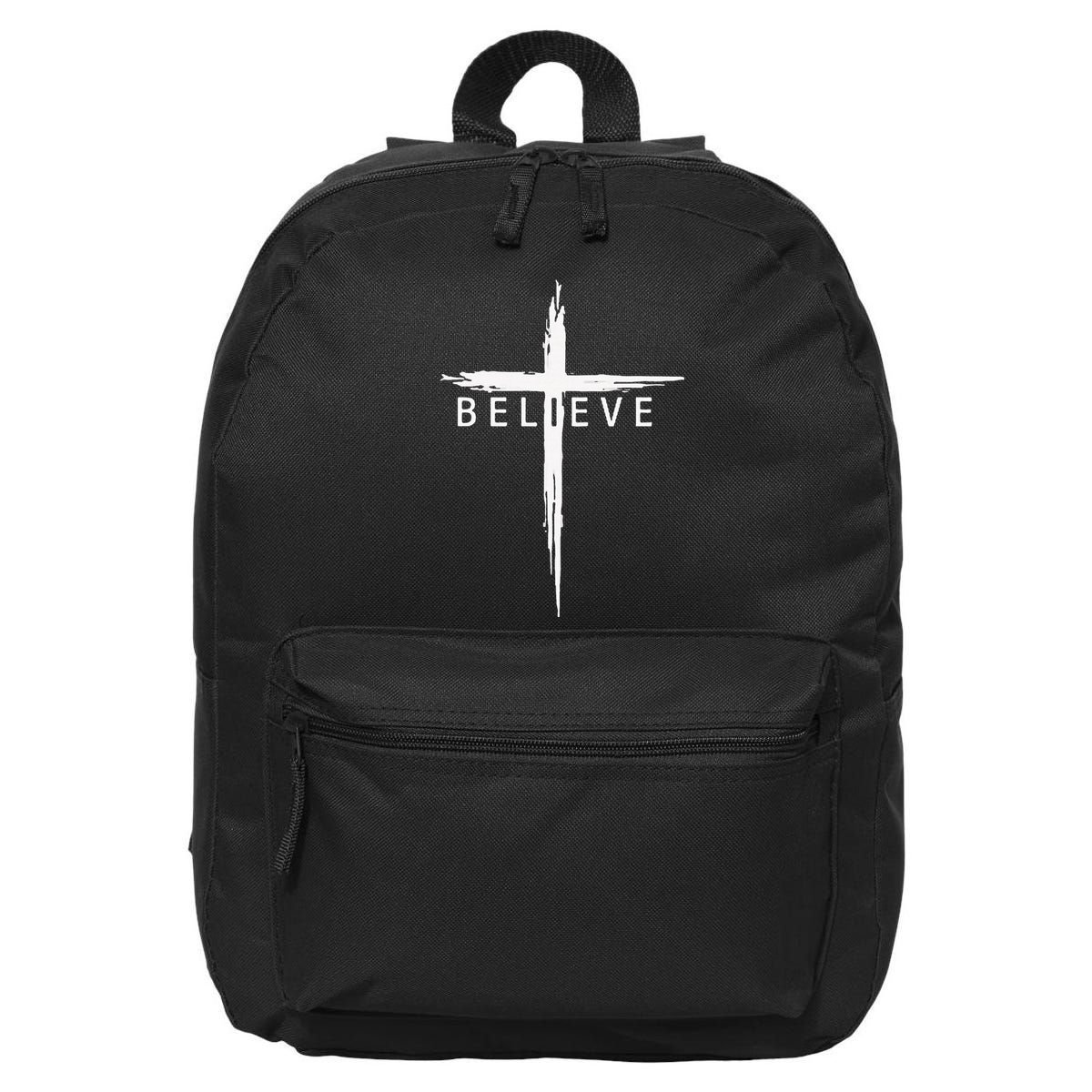 Believe Christian Cross Jesus Christ Christians 16 in Basic Backpack