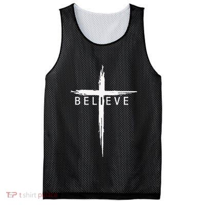 Believe Christian Cross Jesus Christ Christians Mesh Reversible Basketball Jersey Tank