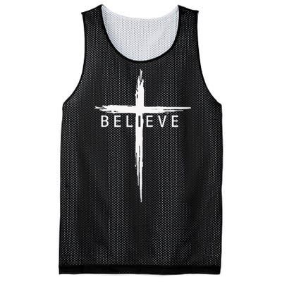 Believe Christian Cross Jesus Christ Christians Mesh Reversible Basketball Jersey Tank