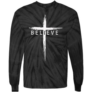 Believe Christian Cross Jesus Christ Christians Tie-Dye Long Sleeve Shirt