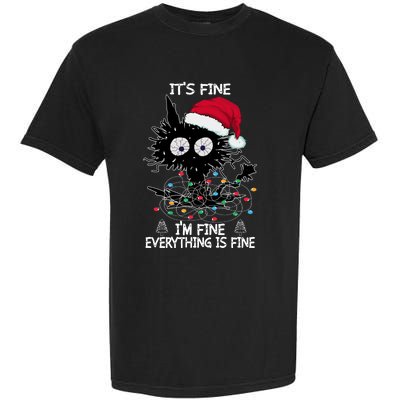 Black Cat christmas It's Fine I'm Fine Everything Is Fine Garment-Dyed Heavyweight T-Shirt