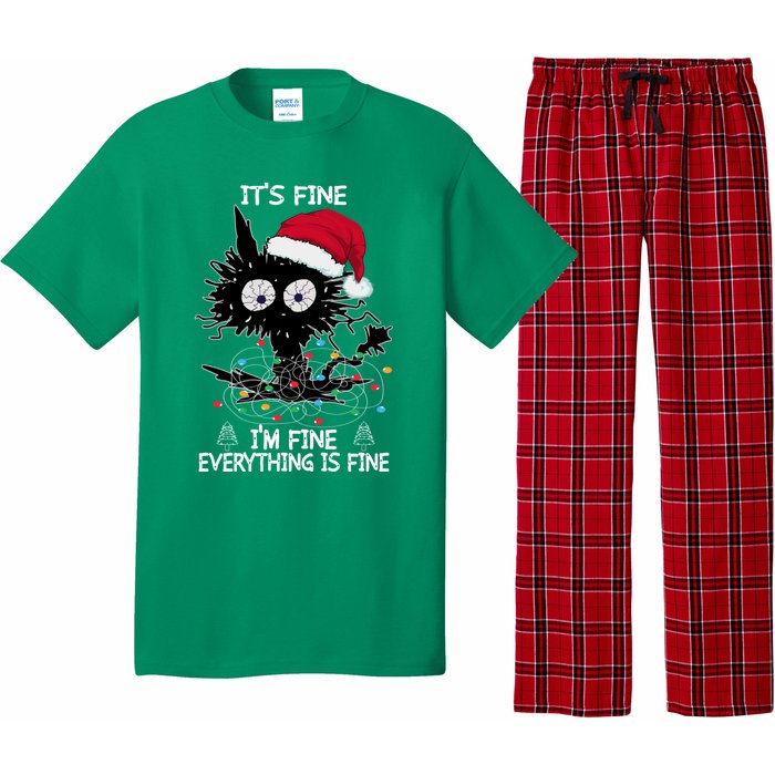 Black Cat christmas It's Fine I'm Fine Everything Is Fine Pajama Set